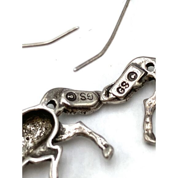 925 GS Sterling Silver Horses Earrings Drops Dangles Large - Picture 4 of 12